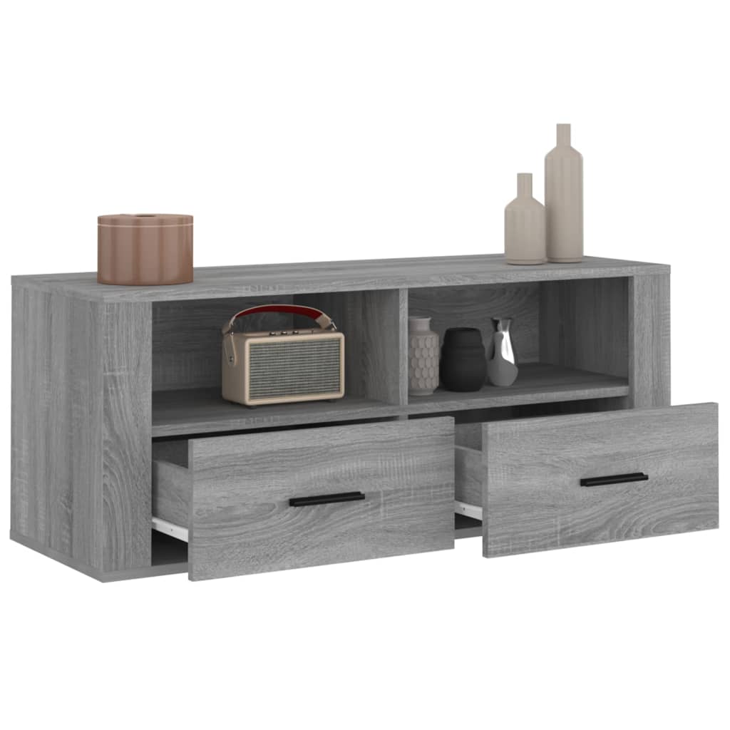 Szürke sonoma színű szerelt fa tv-szekrény 100 x 35 x 40 cm