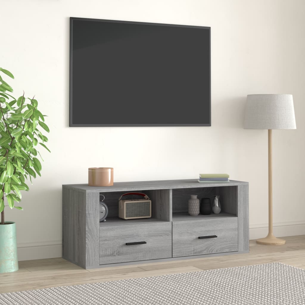 Szürke sonoma színű szerelt fa tv-szekrény 100 x 35 x 40 cm