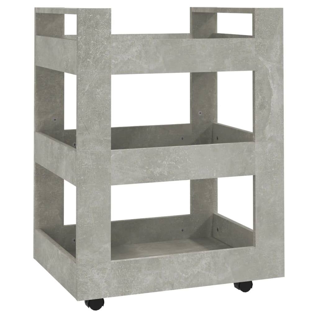 Betonszürke szerelt fa zsúrkocsi 60 x 45 x 80 cm