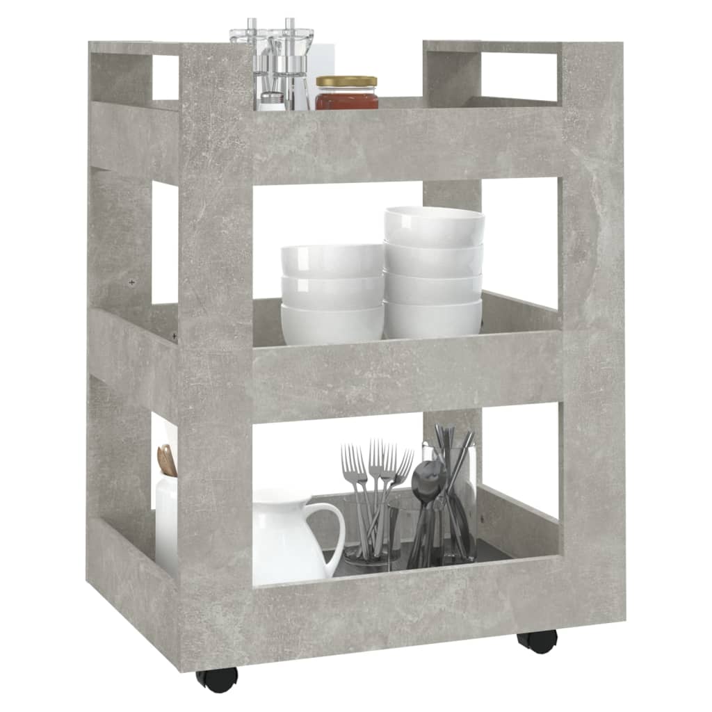 Betonszürke szerelt fa konyhai-kocsi 60 x 45 x 80 cm Betonszürke szerelt fa konyhai-kocsi 60 x 45 x 80 cm