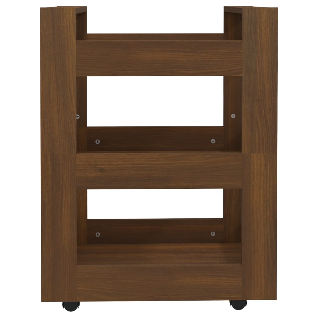 Barna tölgy szerelt fa konyhai-kocsi 60 x 45 x 80 cm Barna tölgy szerelt fa konyhai-kocsi 60 x 45 x 80 cm