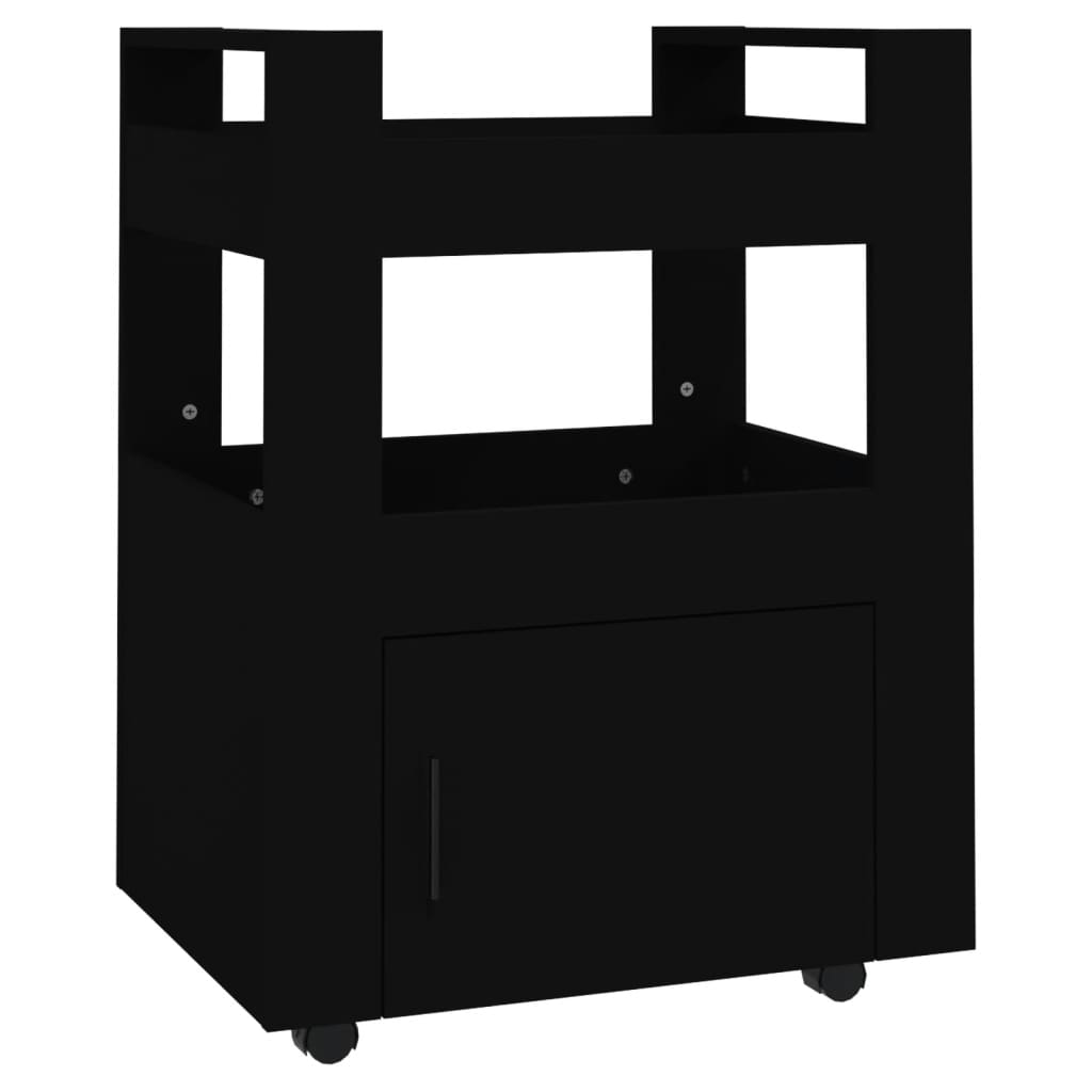 Fekete szerelt fa konyhai-kocsi 60 x 45 x 80 cm