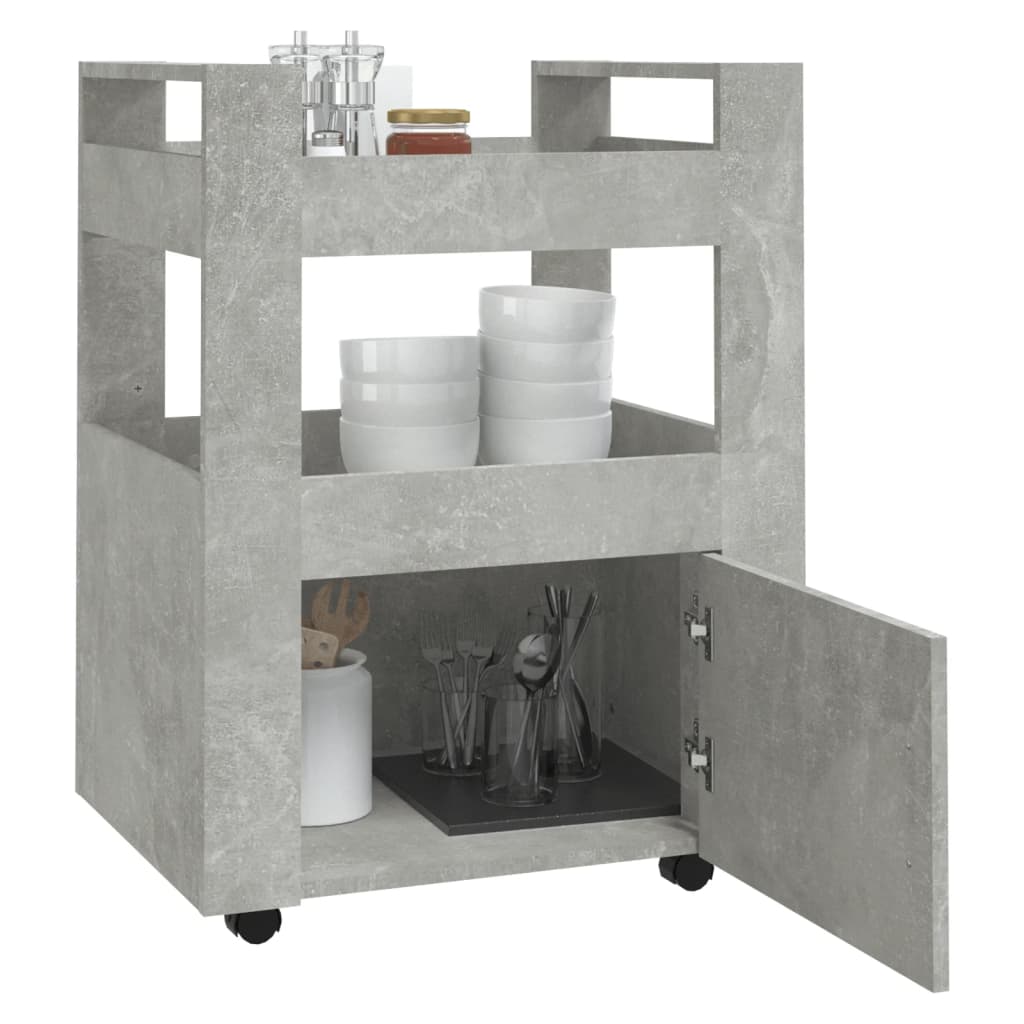 Betonszürke szerelt fa konyhai-kocsi 60 x 45 x 80 cm Betonszürke szerelt fa konyhai-kocsi 60 x 45 x 80 cm