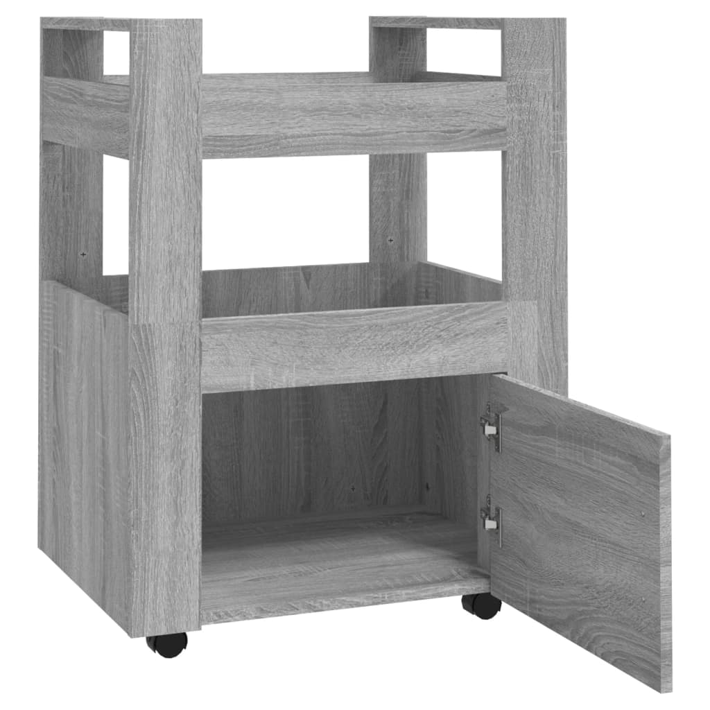 Szürke sonoma szerelt fa konyhai-kocsi 60 x 45 x 80 cm Szürke sonoma szerelt fa konyhai-kocsi 60 x 45 x 80 cm