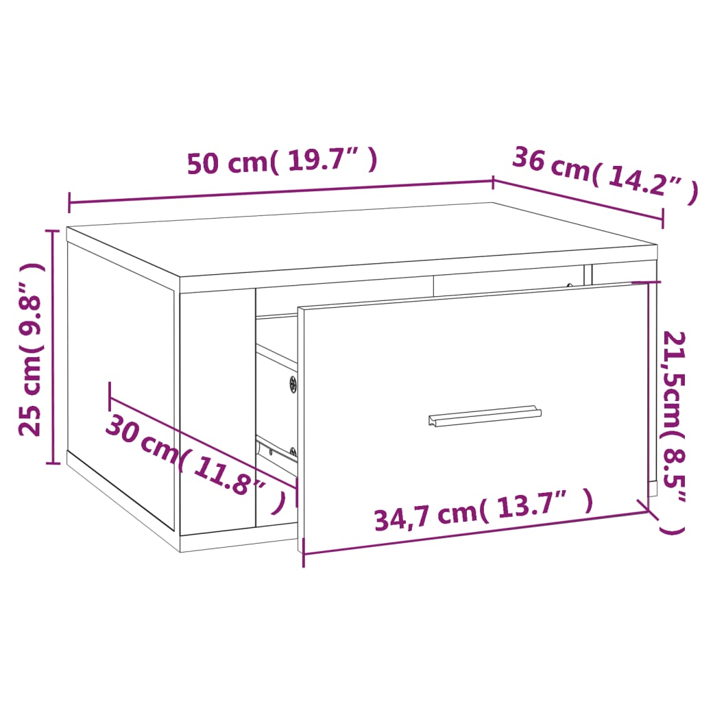 2 db barna tölgy színű fali éjjeliszekrény 50 x 36 x 25 cm 2 db barna tölgy színű fali éjjeliszekrény 50 x 36 x 25 cm