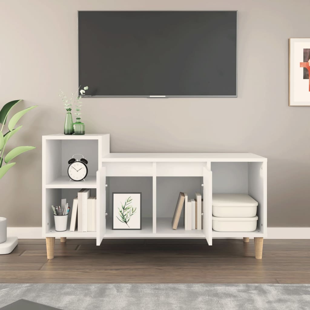 Fehér szerelt fa tv-szekrény 100x35x55 cm