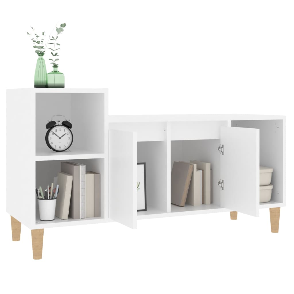 Fehér szerelt fa tv-szekrény 100x35x55 cm
