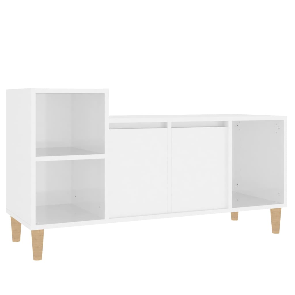 Fehér magasfényű szerelt fa tv-szekrény 100x35x55 cm