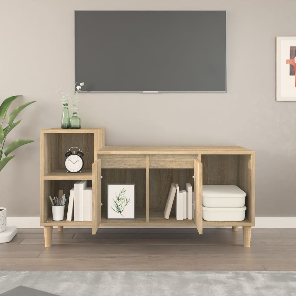 Sonoma tölgyszínű szerelt fa tv-szekrény 100x35x55 cm