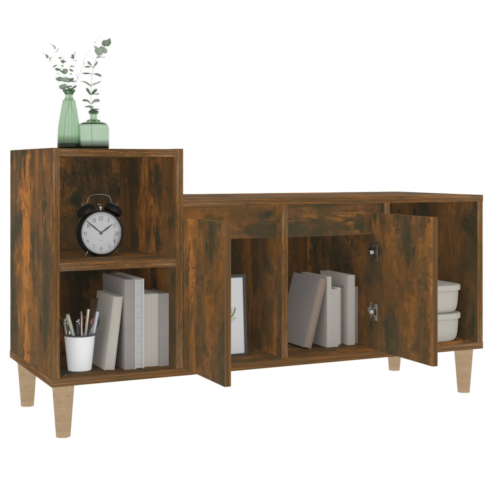 Füstös tölgyszínű szerelt fa tv-szekrény 100x35x55 cm