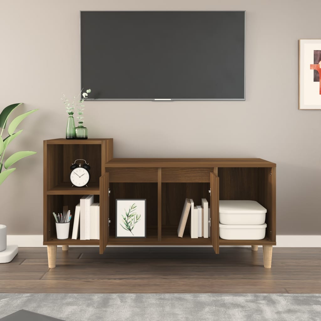 Barna tölgyszínű szerelt fa tv-szekrény 100x35x55 cm Barna tölgyszínű szerelt fa tv-szekrény 100x35x55 cm