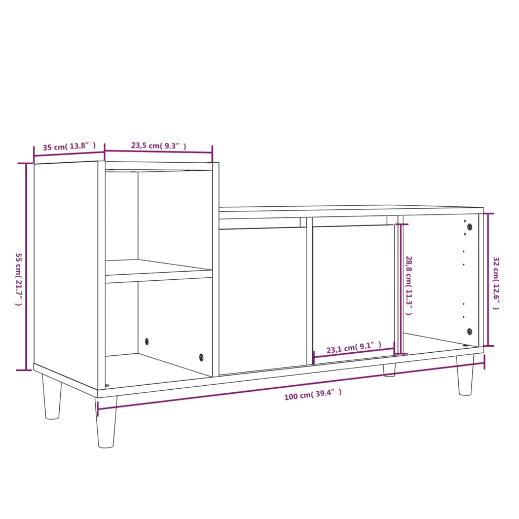 Barna tölgyszínű szerelt fa tv-szekrény 100x35x55 cm Barna tölgyszínű szerelt fa tv-szekrény 100x35x55 cm