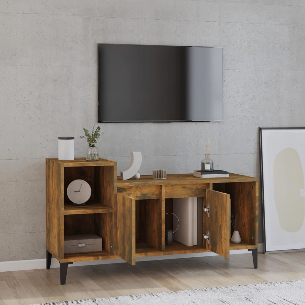 Füstös tölgyszínű szerelt fa tv-szekrény 100x35x55 cm Füstös tölgyszínű szerelt fa tv-szekrény 100x35x55 cm