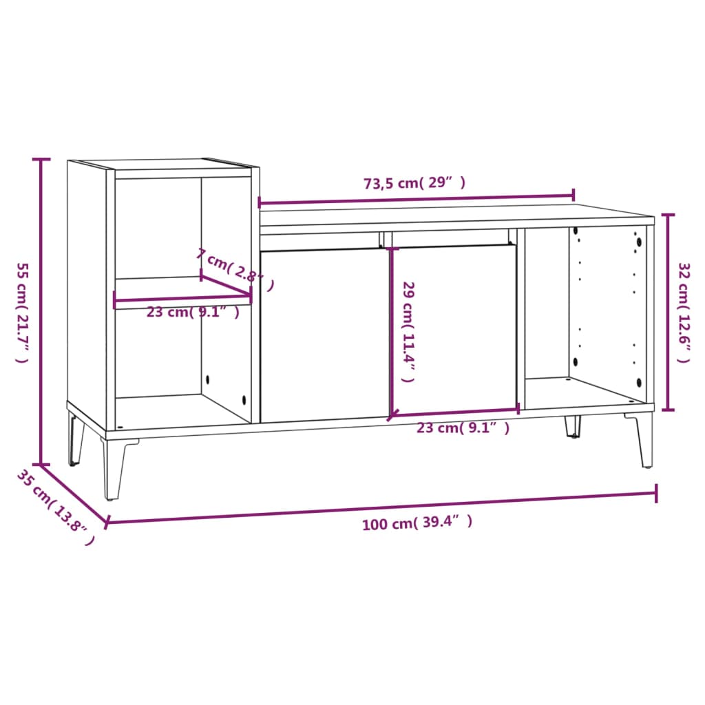 Füstös tölgyszínű szerelt fa tv-szekrény 100x35x55 cm Füstös tölgyszínű szerelt fa tv-szekrény 100x35x55 cm