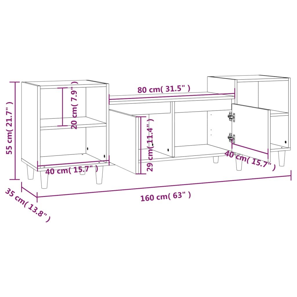Betonszürke szerelt fa tv-szekrény 160x35x55 cm Betonszürke szerelt fa tv-szekrény 160x35x55 cm