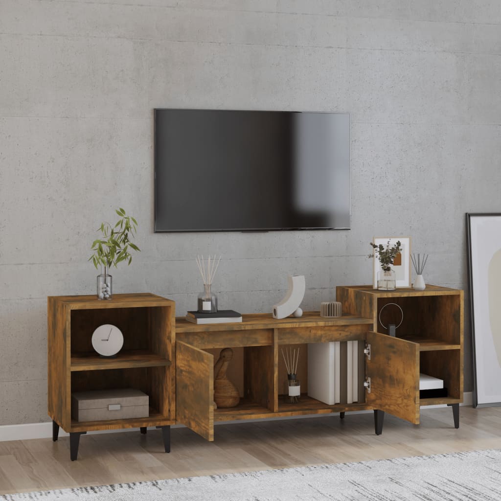 Füstös tölgyszínű szerelt fa tv-szekrény 160x35x55 cm Füstös tölgyszínű szerelt fa tv-szekrény 160x35x55 cm