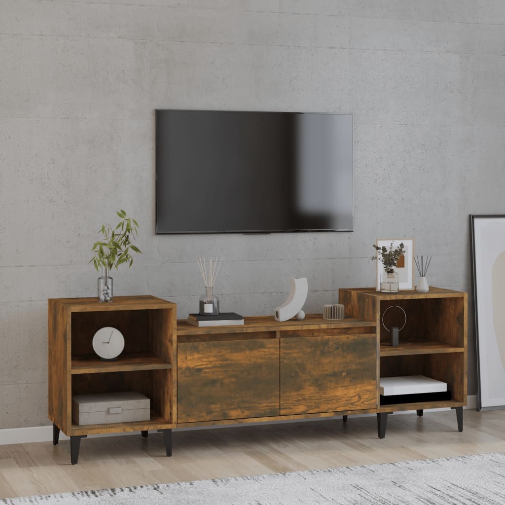 Füstös tölgyszínű szerelt fa tv-szekrény 160x35x55 cm Füstös tölgyszínű szerelt fa tv-szekrény 160x35x55 cm