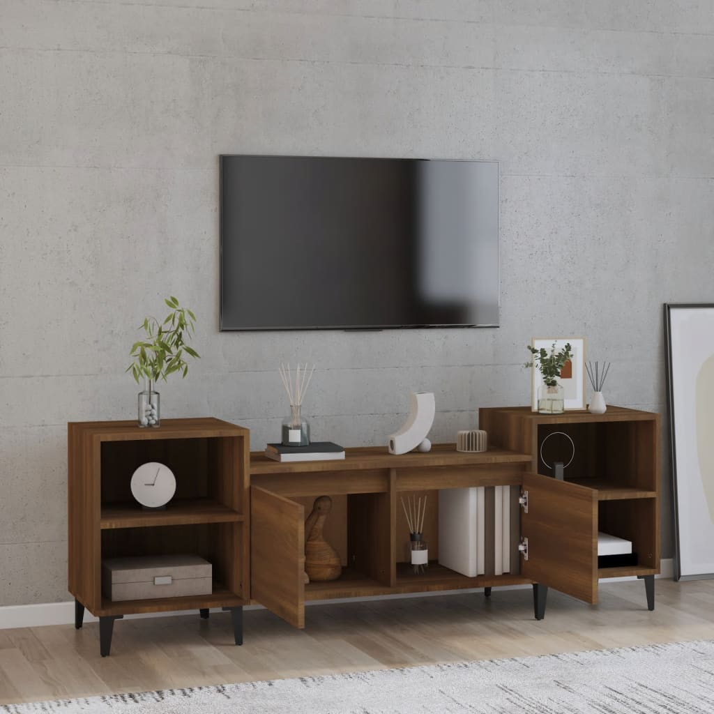 Barna tölgyszínű szerelt fa tv-szekrény 160x35x55 cm