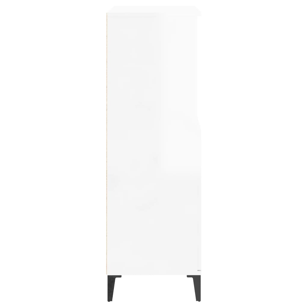 Magasfényű fehér szerelt fa magasszekrény 60 x 36 x 110 cm