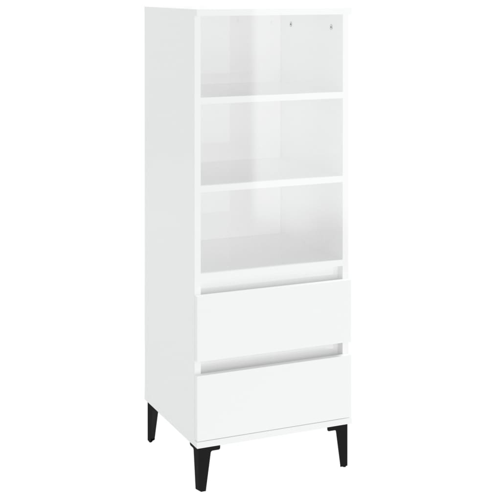 Magasfényű fehér szerelt fa magasszekrény 40 x 36 x 110 cm Magasfényű fehér szerelt fa magasszekrény 40 x 36 x 110 cm