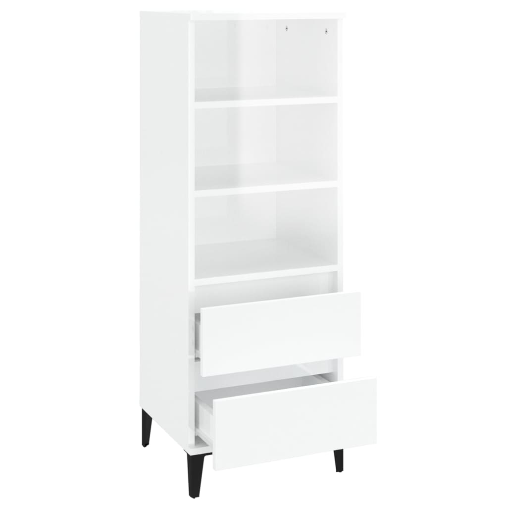 Magasfényű fehér szerelt fa magasszekrény 40 x 36 x 110 cm Magasfényű fehér szerelt fa magasszekrény 40 x 36 x 110 cm