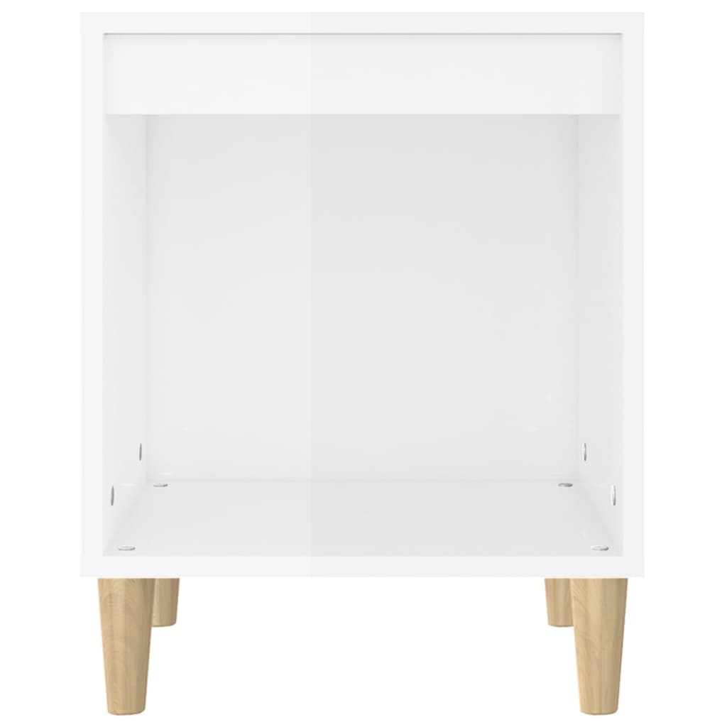 Magasfényű fehér szerelt fa éjjeliszekrény 40x35x50 cm Magasfényű fehér szerelt fa éjjeliszekrény 40x35x50 cm