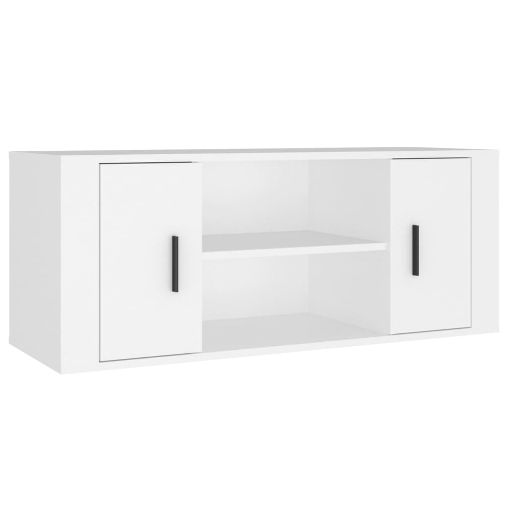 Fehér szerelt fa tv-szekrény 100 x 35 x 40 cm Fehér szerelt fa tv-szekrény 100 x 35 x 40 cm