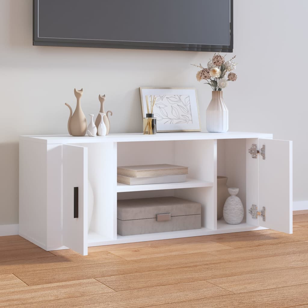 Fehér szerelt fa tv-szekrény 100 x 35 x 40 cm Fehér szerelt fa tv-szekrény 100 x 35 x 40 cm