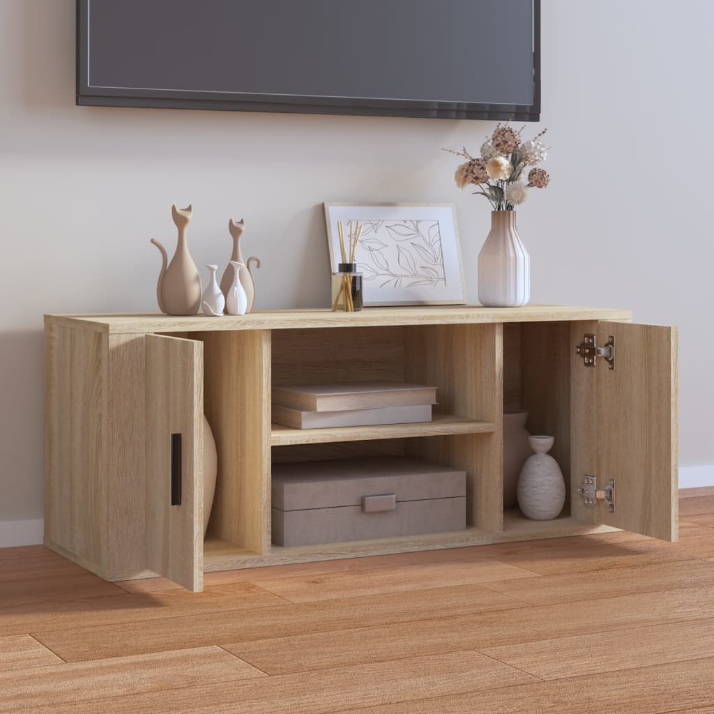 Sonoma tölgyszínű szerelt fa tv-szekrény 100 x 35 x 40 cm Sonoma tölgyszínű szerelt fa tv-szekrény 100 x 35 x 40 cm