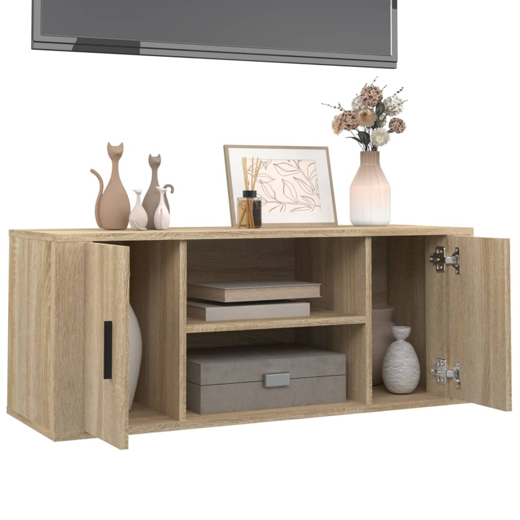 Sonoma tölgyszínű szerelt fa tv-szekrény 100 x 35 x 40 cm Sonoma tölgyszínű szerelt fa tv-szekrény 100 x 35 x 40 cm