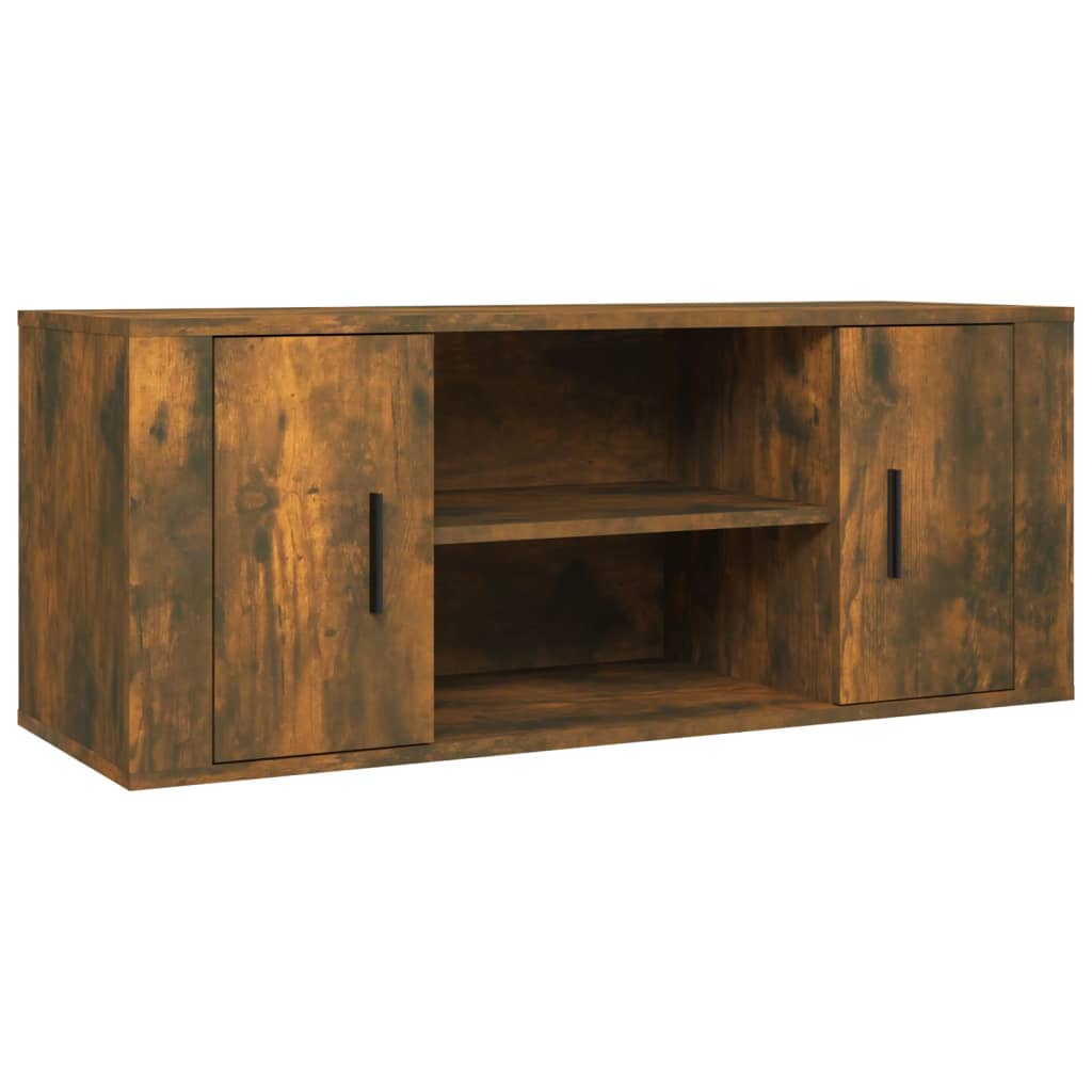 Füstös tölgyszínű szerelt fa tv-szekrény 100 x 35 x 40 cm Füstös tölgyszínű szerelt fa tv-szekrény 100 x 35 x 40 cm