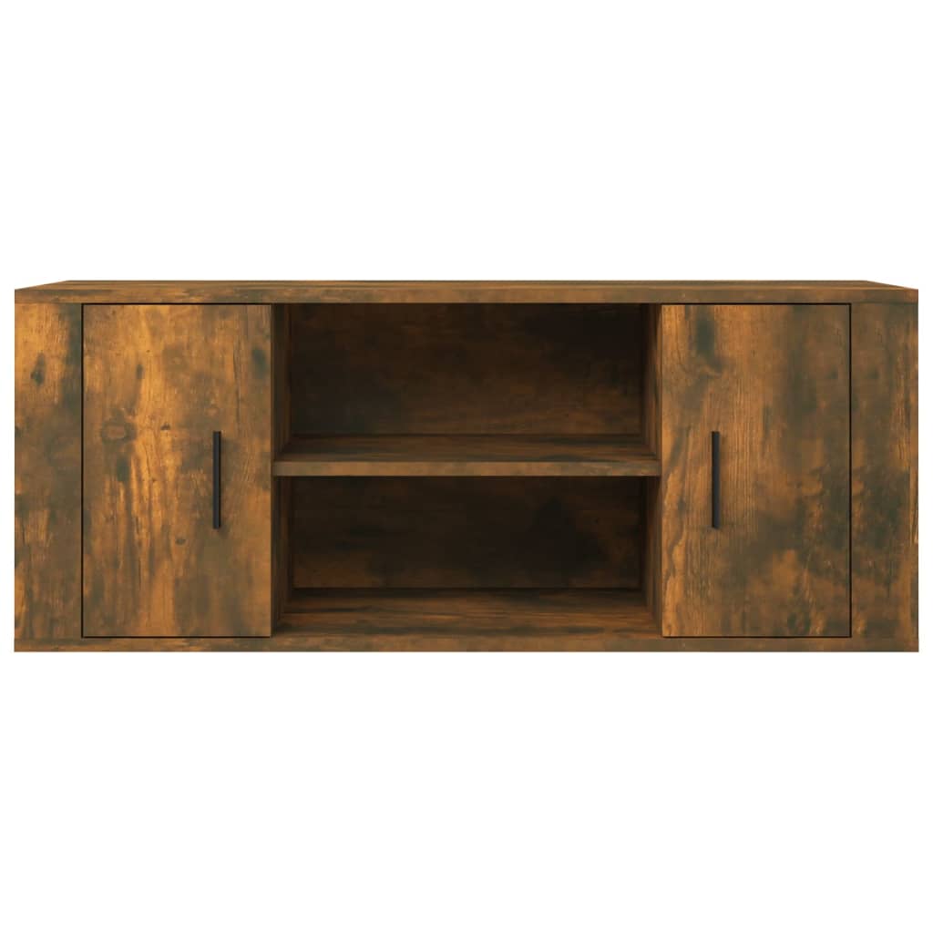 Füstös tölgyszínű szerelt fa tv-szekrény 100 x 35 x 40 cm Füstös tölgyszínű szerelt fa tv-szekrény 100 x 35 x 40 cm