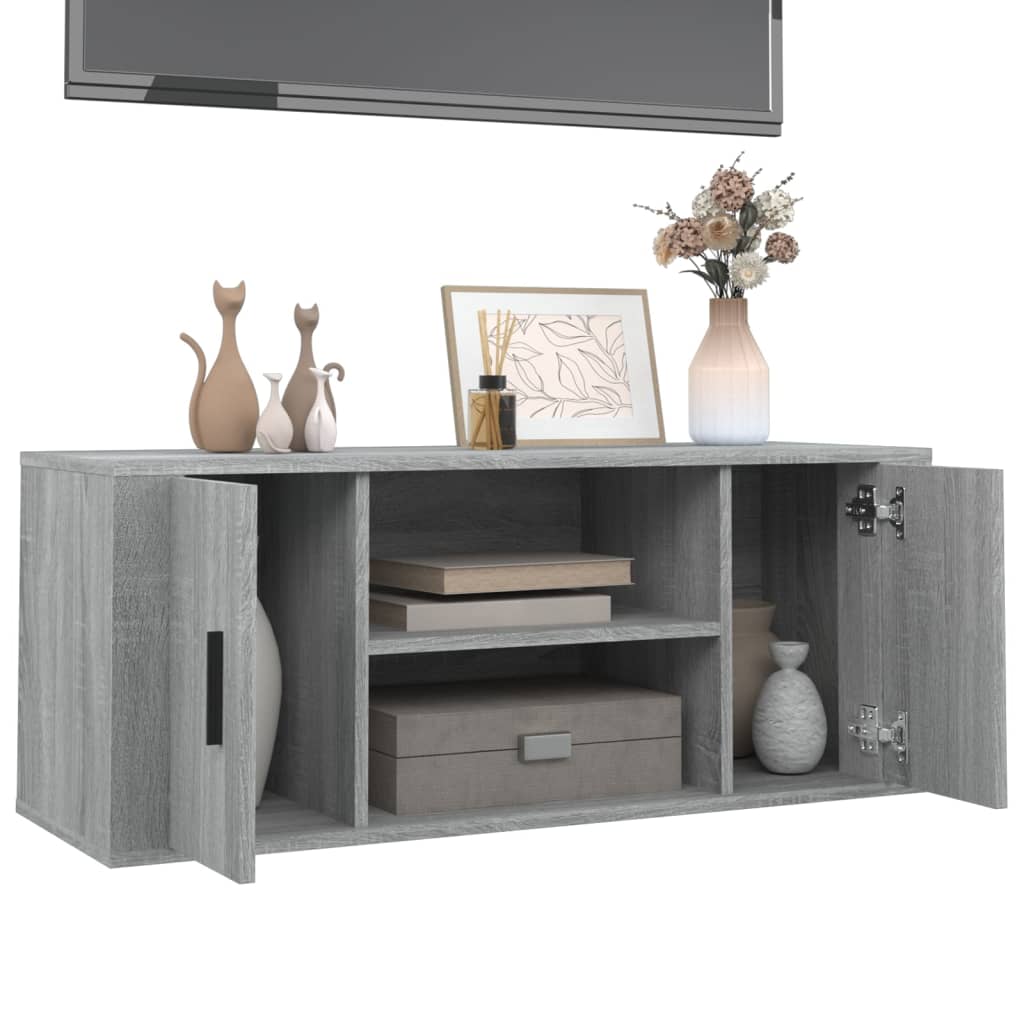 Szürke sonoma színű szerelt fa tv-szekrény 100 x 35 x 40 cm