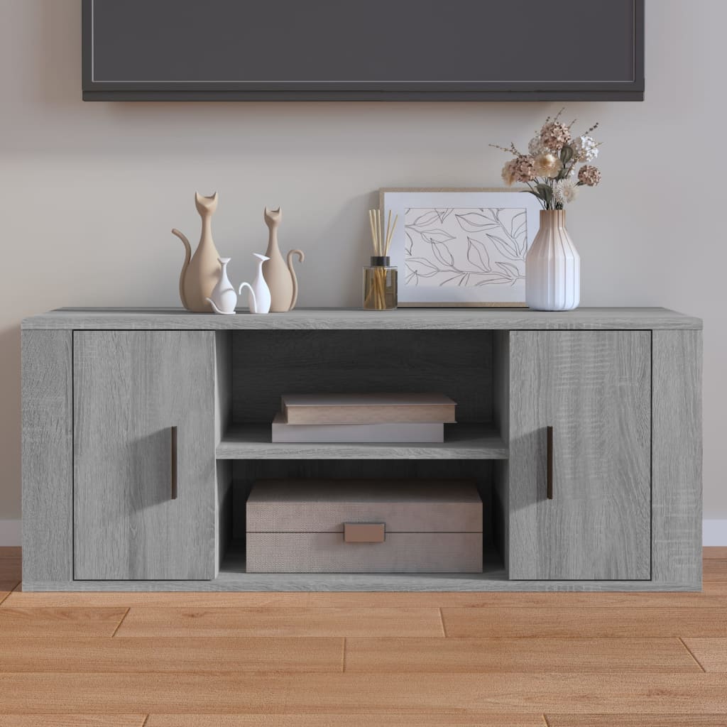 Szürke sonoma színű szerelt fa tv-szekrény 100 x 35 x 40 cm