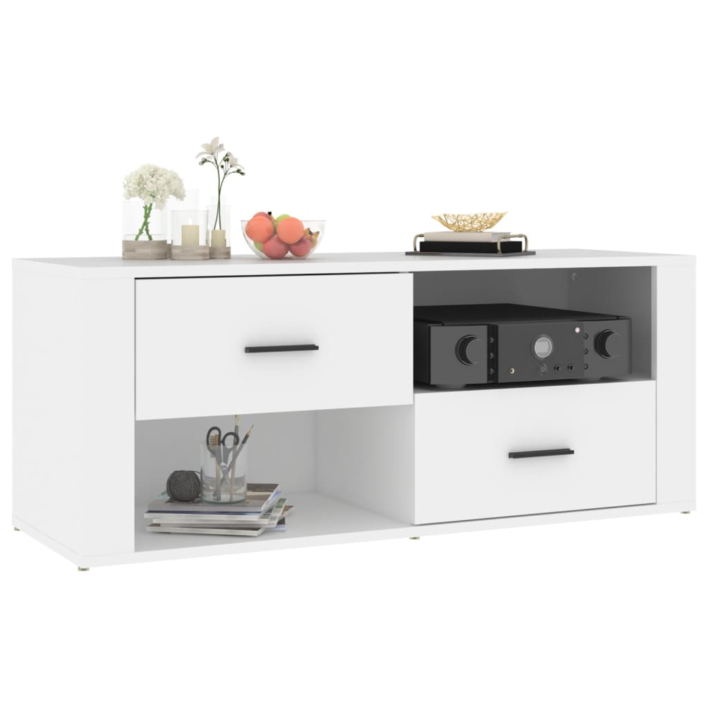 Fehér szerelt fa tv-szekrény 100 x 35 x 40 cm Fehér szerelt fa tv-szekrény 100 x 35 x 40 cm