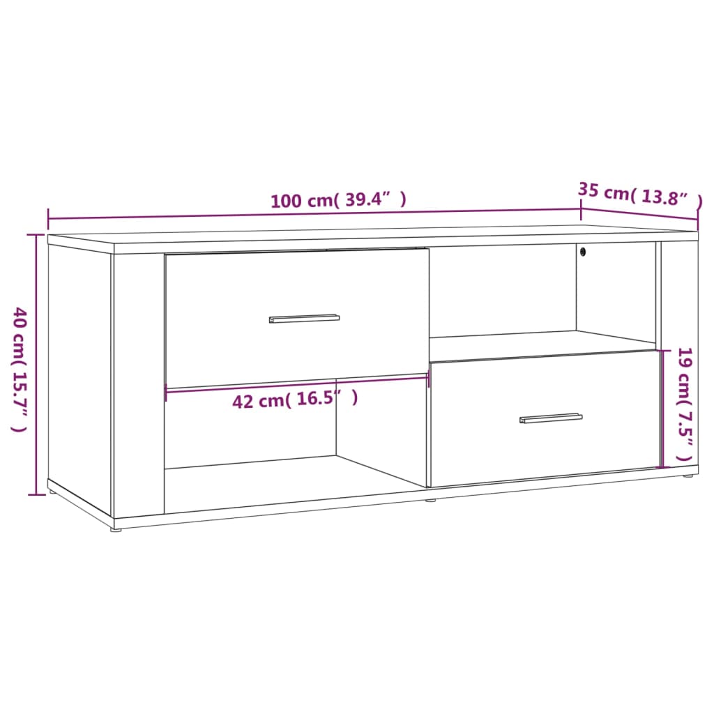 Betonszürke szerelt fa tv-szekrény 100x35x40 cm Betonszürke szerelt fa tv-szekrény 100x35x40 cm
