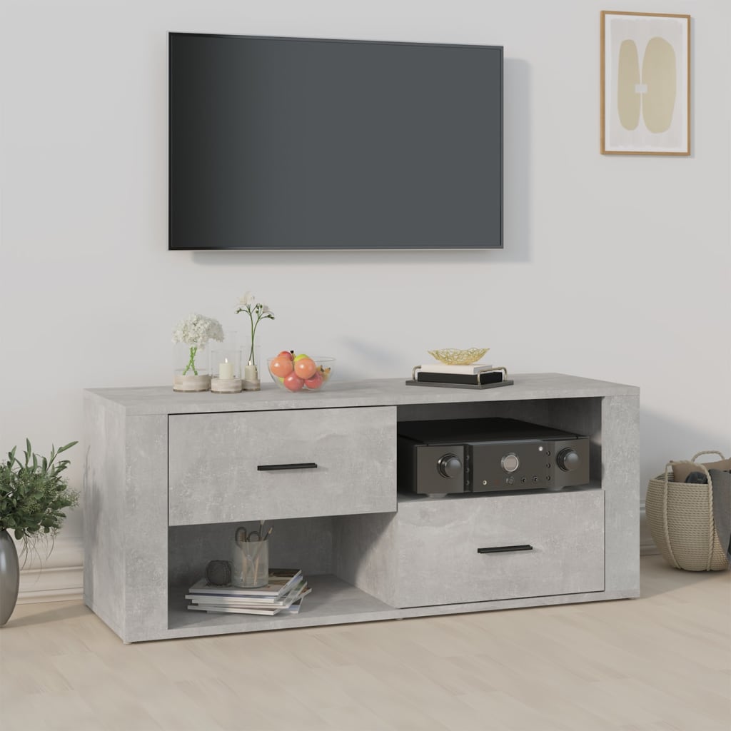 Betonszürke szerelt fa tv-szekrény 100x35x40 cm Betonszürke szerelt fa tv-szekrény 100x35x40 cm