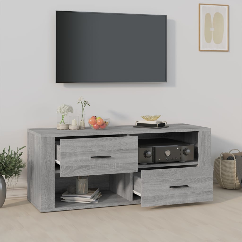 Szürke sonoma színű szerelt fa tv-szekrény 100 x 35 x 40 cm Szürke sonoma színű szerelt fa tv-szekrény 100 x 35 x 40 cm