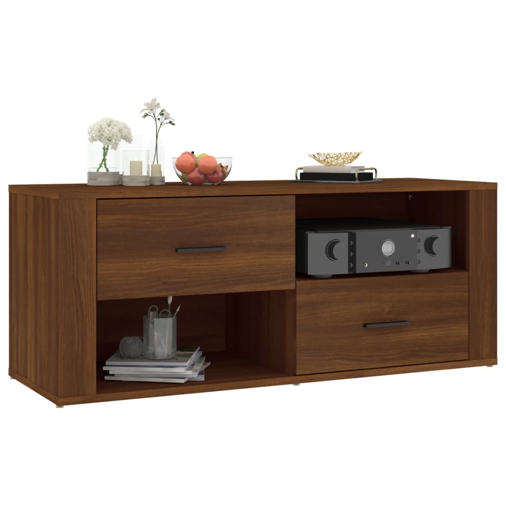 Barna tölgyszínű szerelt fa tv-szekrény 100 x 35 x 40 cm Barna tölgyszínű szerelt fa tv-szekrény 100 x 35 x 40 cm