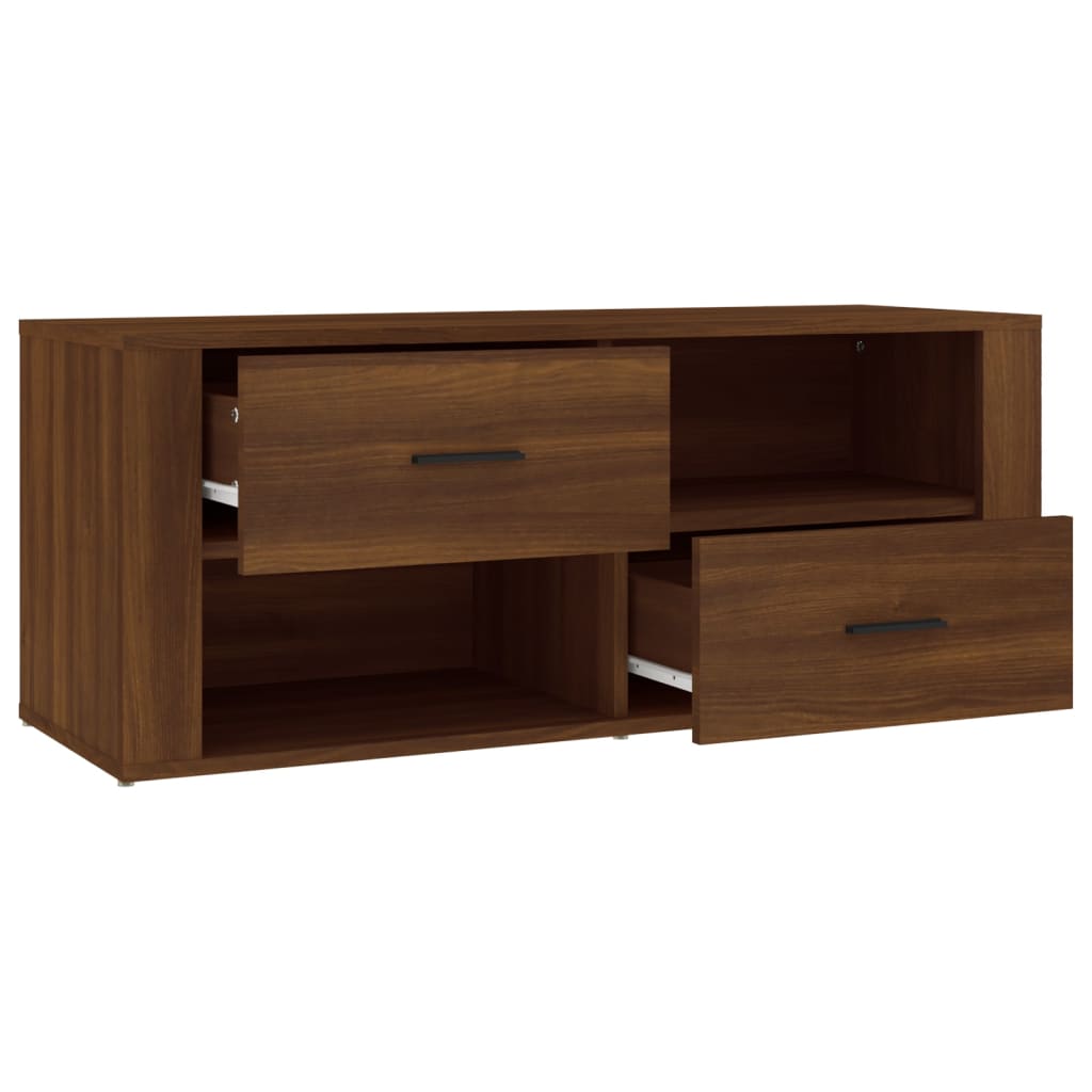 Barna tölgyszínű szerelt fa tv-szekrény 100 x 35 x 40 cm Barna tölgyszínű szerelt fa tv-szekrény 100 x 35 x 40 cm