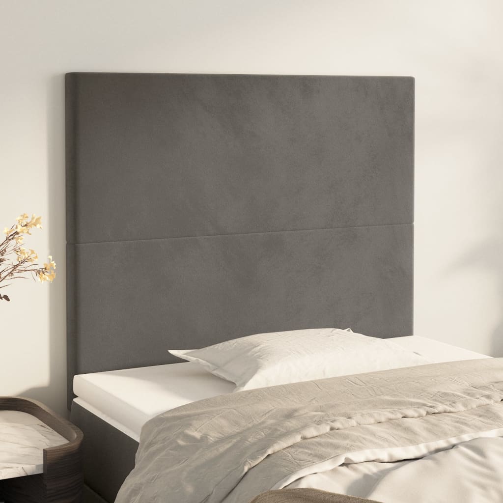 2 db sötétszürke bársony fejtámla 90x5x78/88 cm