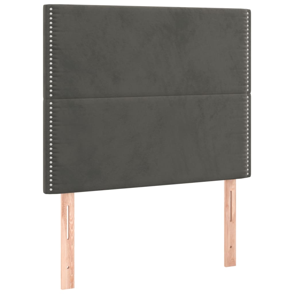 2 db sötétszürke bársony fejtámla 90x5x78/88 cm