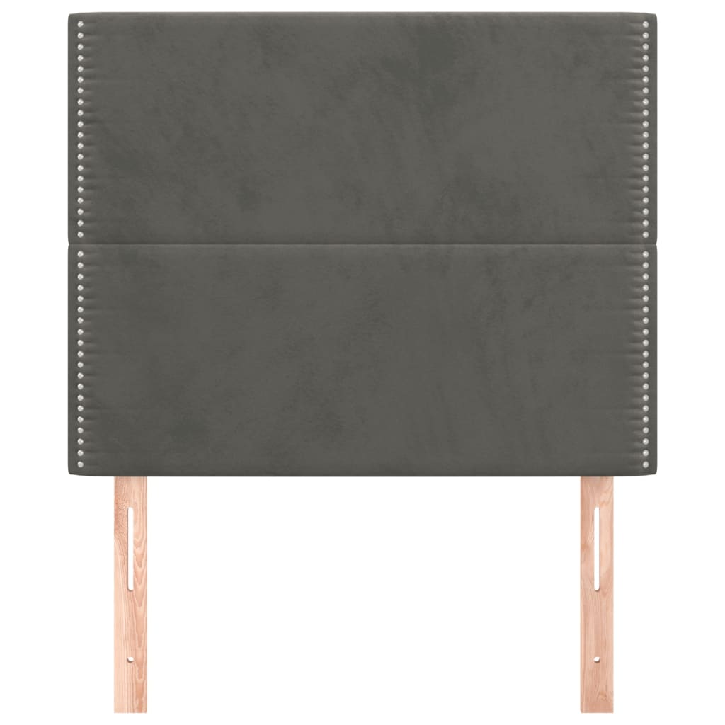 2 db sötétszürke bársony fejtámla 100x5x78/88 cm