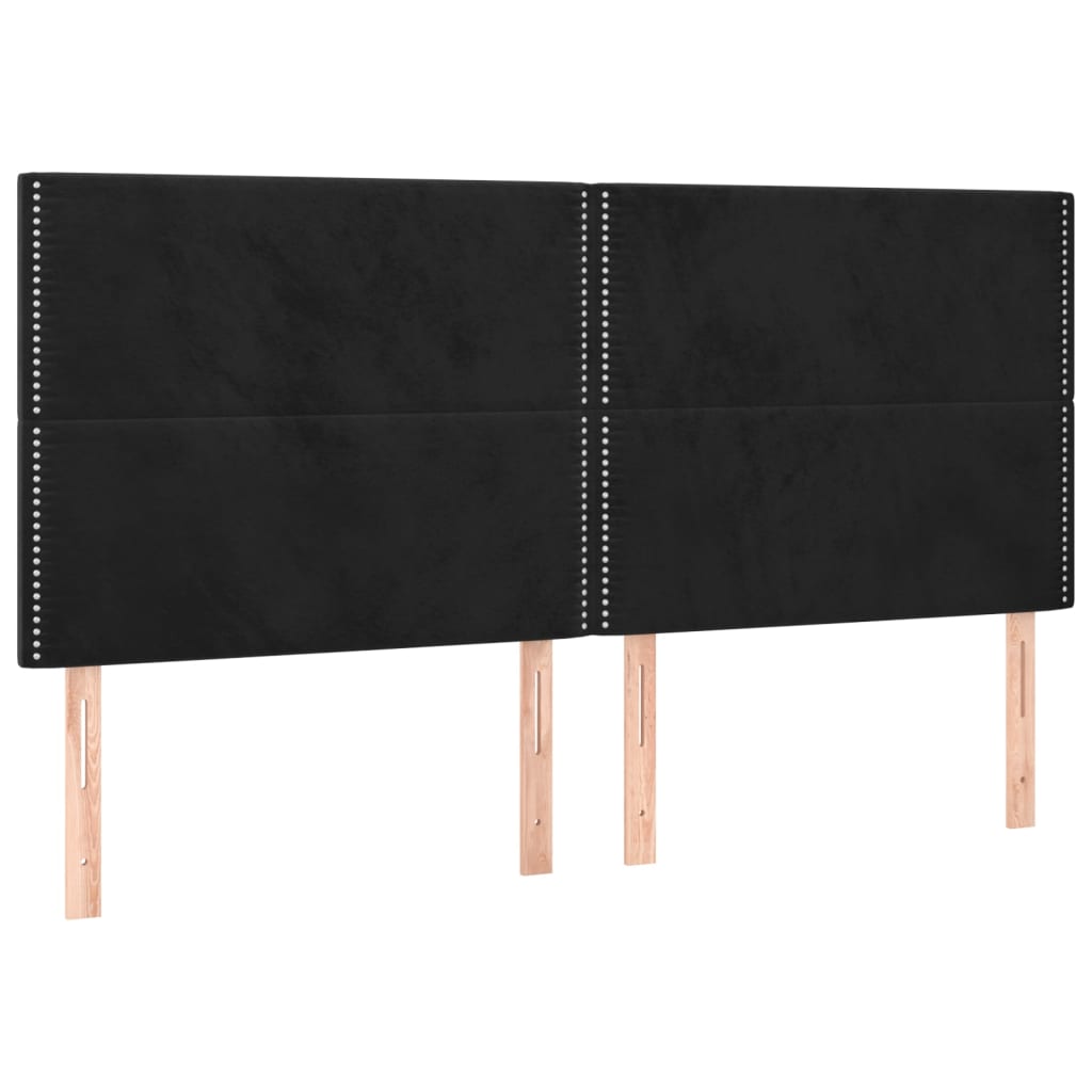 4 db fekete bársony fejtámla 90x5x78/88 cm