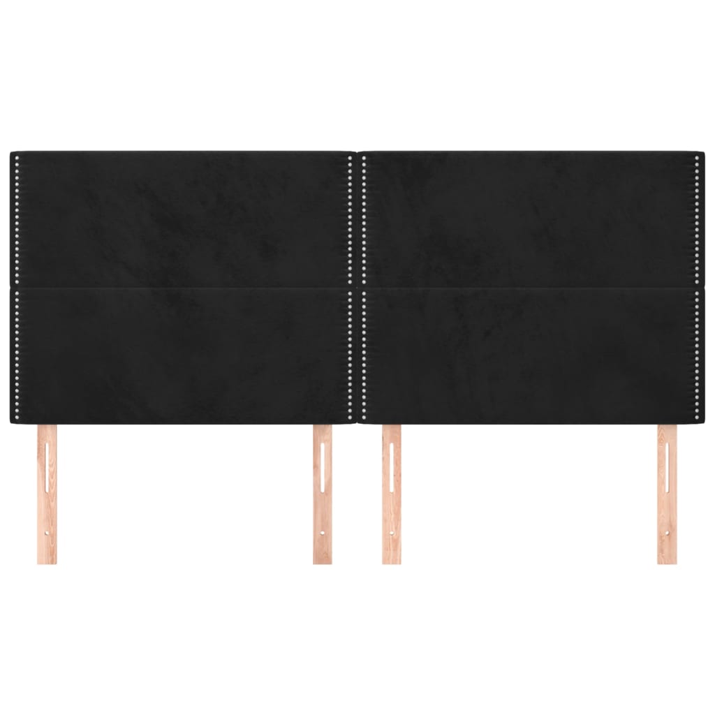 4 db fekete bársony fejtámla 90x5x78/88 cm