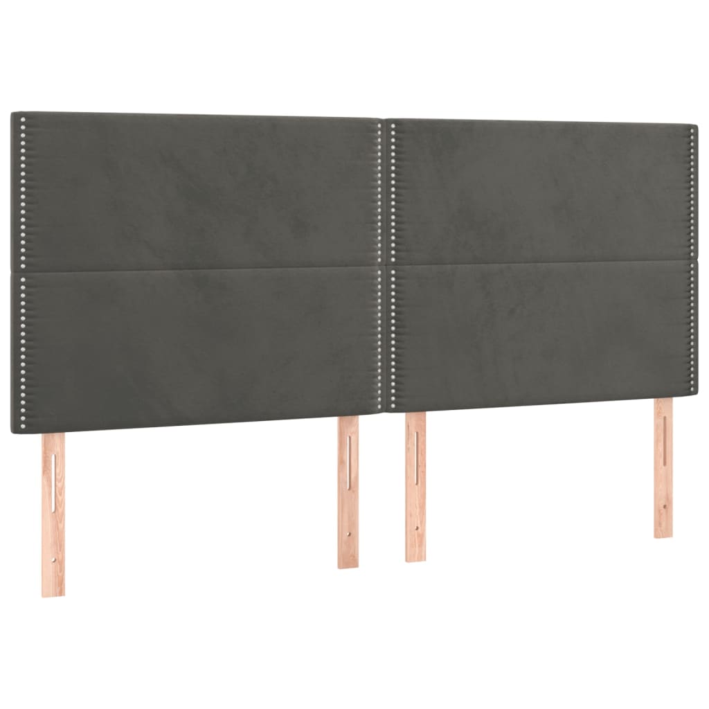 4 db sötétszürke bársony fejtámla 100x5x78/88 cm