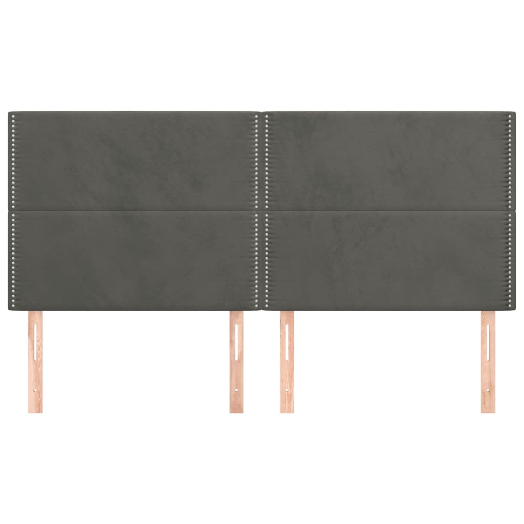 4 db sötétszürke bársony fejtámla 100x5x78/88 cm