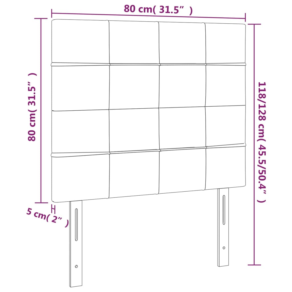 2 db fekete bársony fejtámla 80 x 5 x 78/88 cm