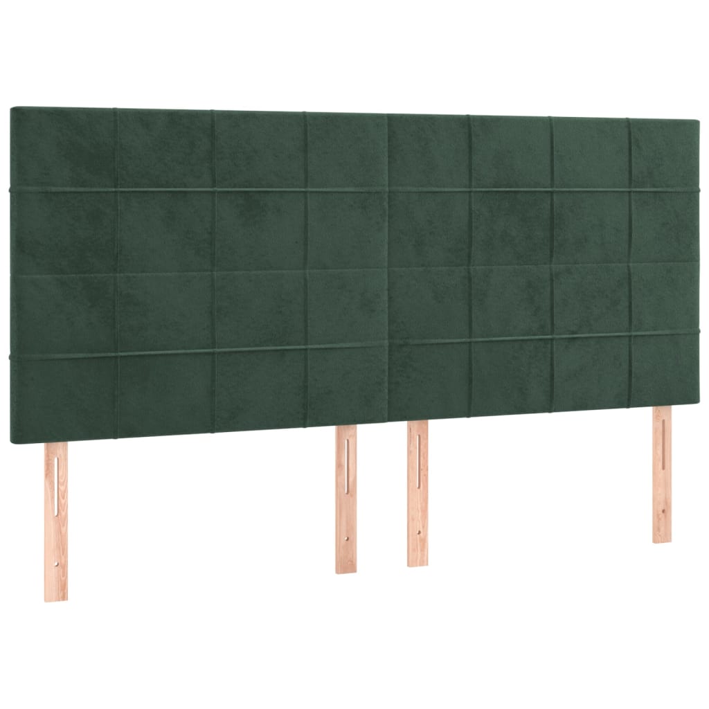 4 db sötétzöld bársony fejtámla 100x5x78/88 cm