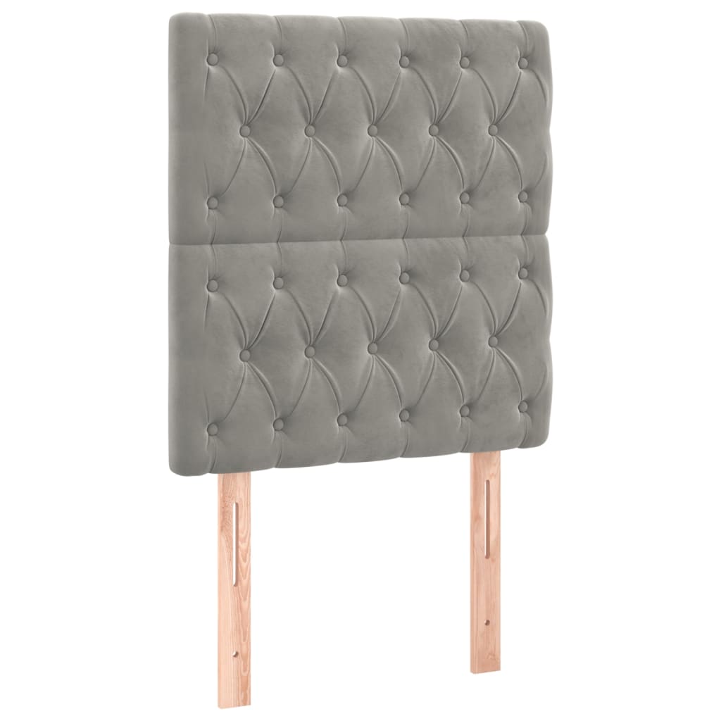 2 db világosszürke bársony fejtámla 80x7x78/88 cm